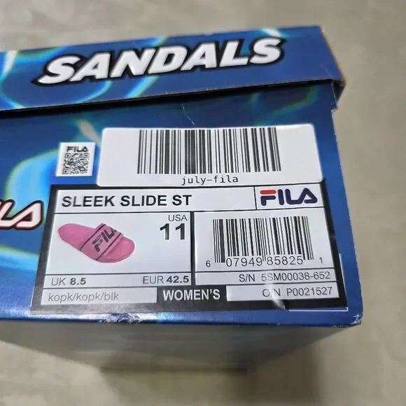 FILA Sleek Slide ST Women's Sandals US 11 Pink Black Logo Pool Slides NEW IN BOX - Picture 8 of 8